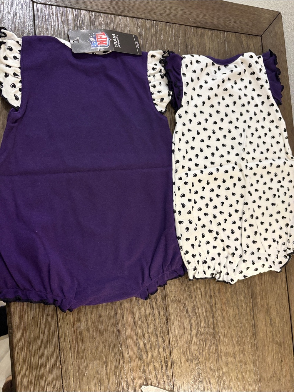 NWT Lot of 2x [NFL] Baltimore Ravens NFL Heart Fan Ruffle Onesies Baby Girls 12M - Picture 13 of 16